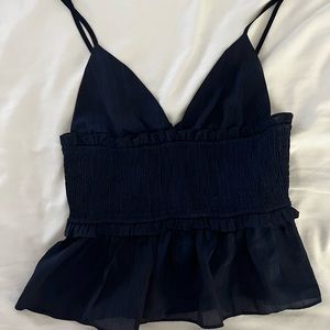 Navy Peplum Tank Top